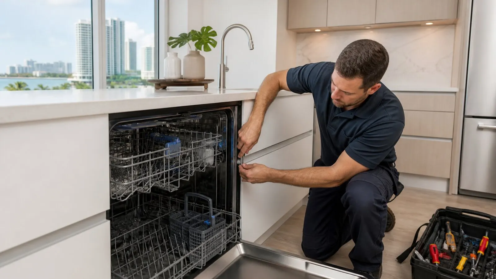 Dishwasher and kitchen appliance installation in a Miami home