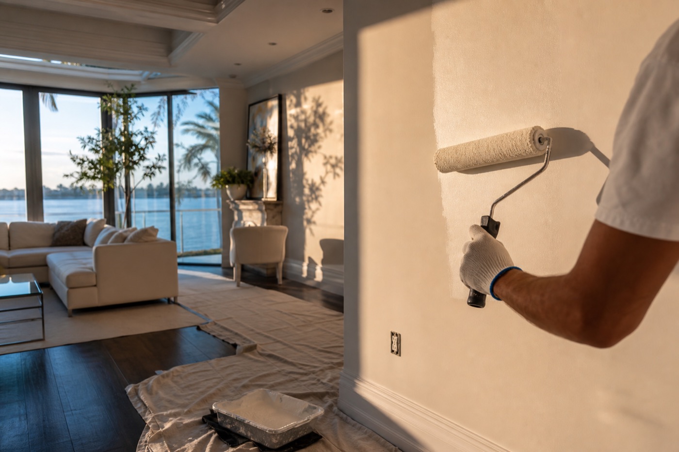 Interior painting in a Miami living room