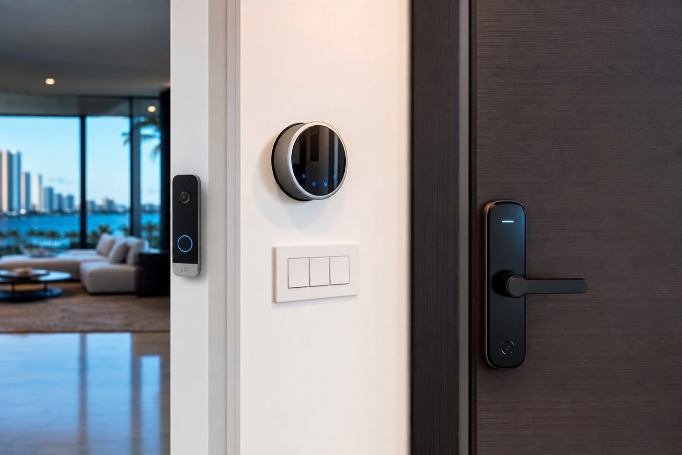 Smart home devices in a modern Miami interior