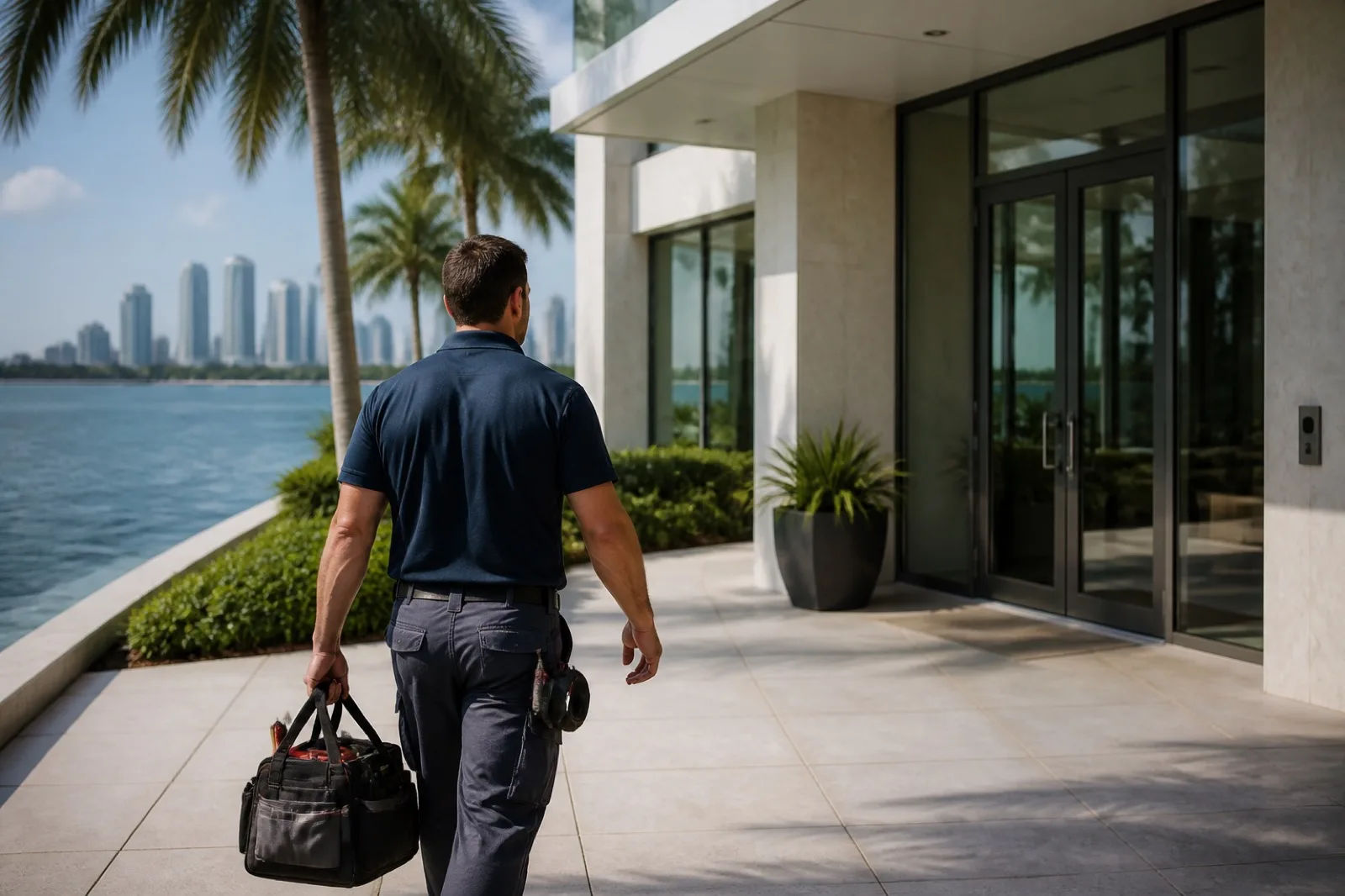 Handyman arriving for an Edgewater Miami condo service visit