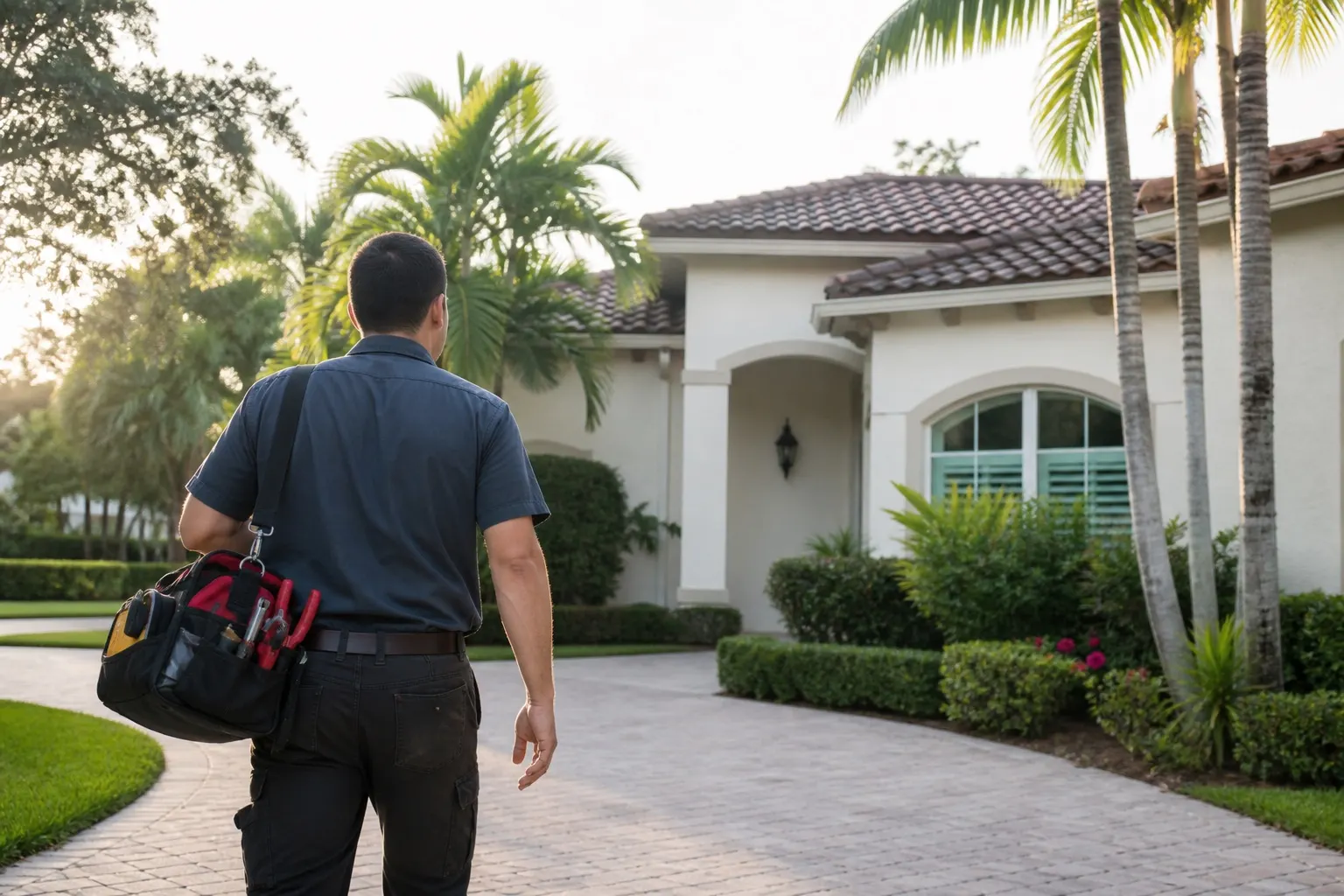 Handyman arriving for a Pinecrest Miami home service visit
