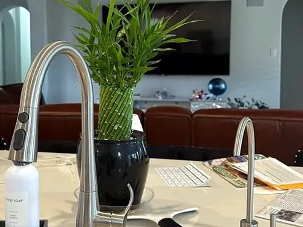 After: new pull-down kitchen faucet