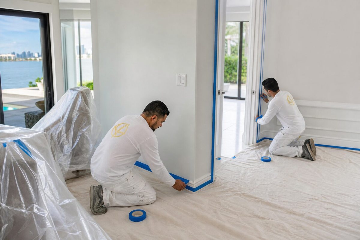 Tape & cut lines — Gold Hands painting crew in Miami